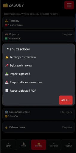 Menu zasobów